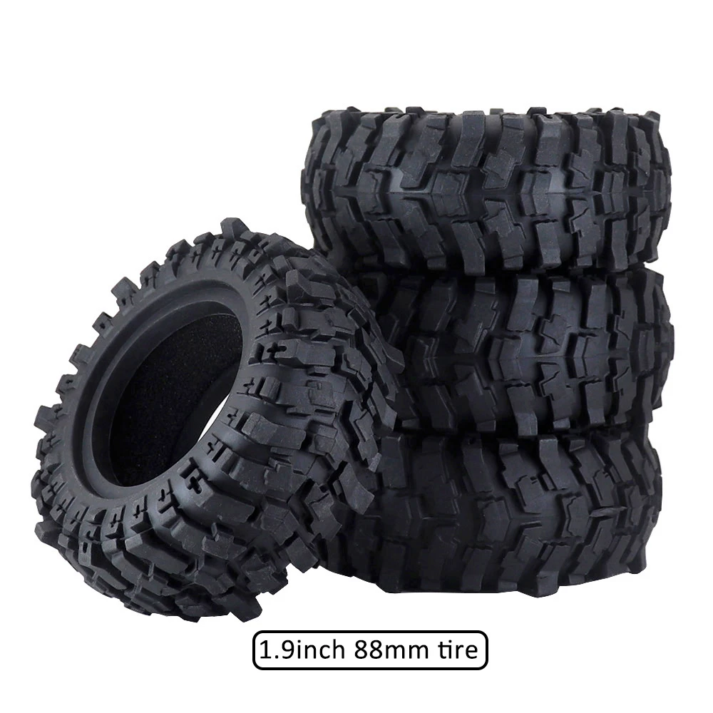 

Для 1/12 гусеничного автомобиля Mjx H12y + 1/10 Axial Scx10 Tamiya Cc01 D90 D10 Hsp Hpi Wltoy Tamiya 4 шт. 1,9-дюймовая резиновая шина 88x36 мм