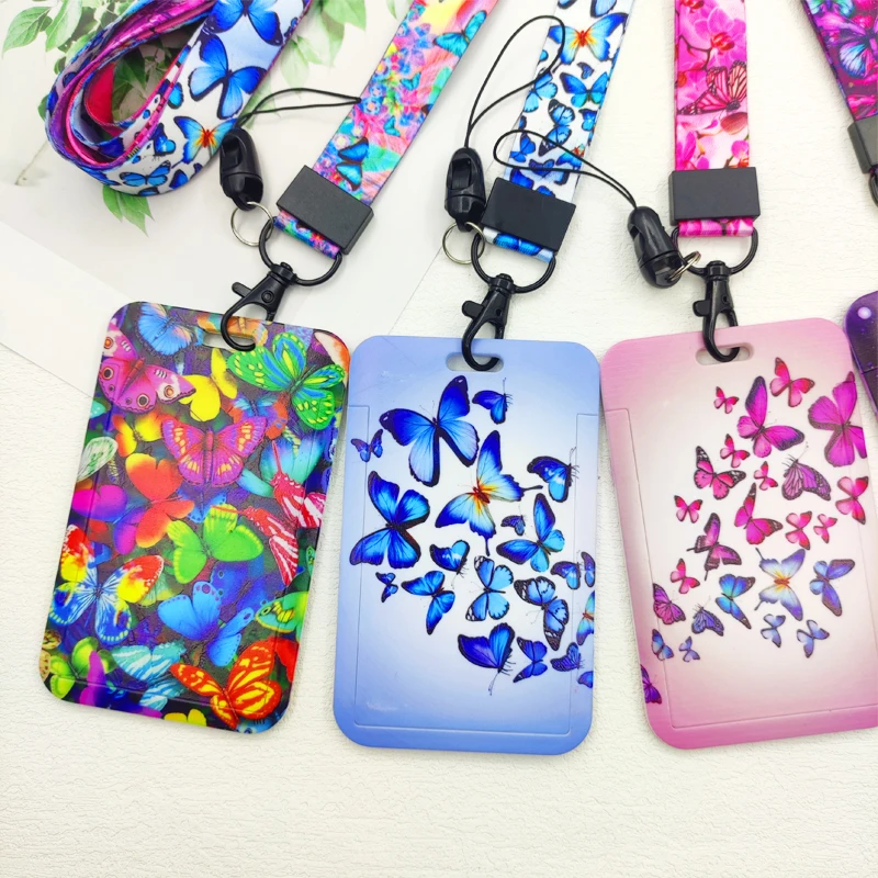 ผีเสื้อ ID ผู้ถือบัตร Lanyard หญิงประตูกรณีแขวนเชือกผู้หญิงผู้ถือป้ายสายคล้องคอธุรกิจการ์ดของขวัญ