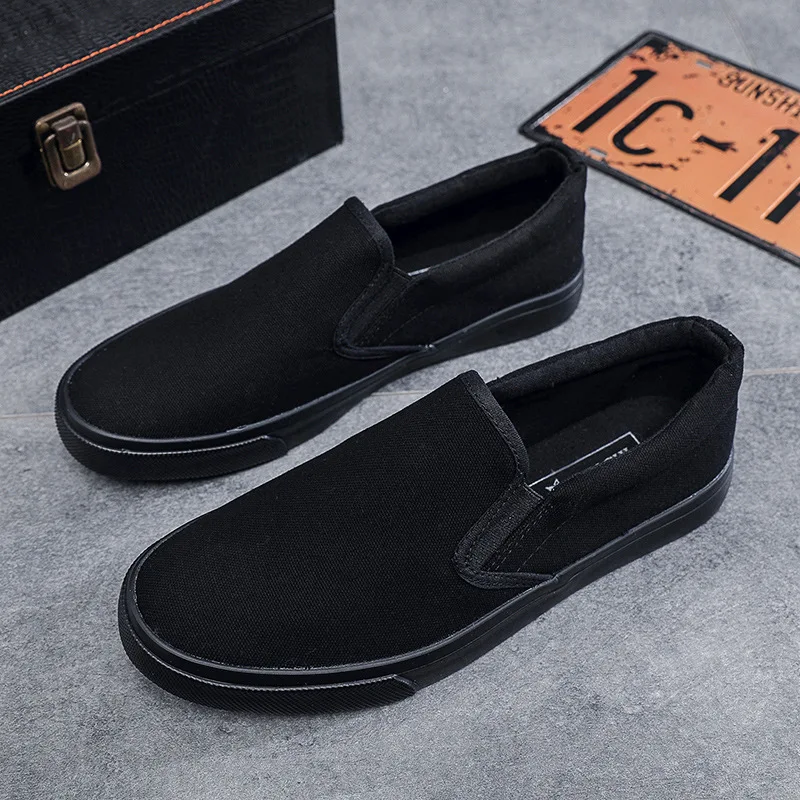 Low-top men's canvas shoes breathable one-pedal board large-size labor insurance shoes