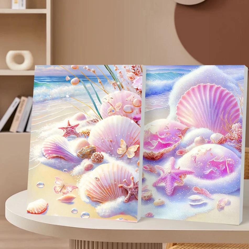 

CHENISTORY DIY Pictures By Number Fan Shell Scenery Kits Hand Painted Picture Gift Painting By Numbers Drawing On Canvas Home De