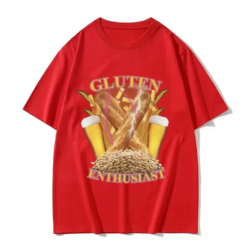 

Funny Gluten Enthusiast Meme Graphic T Shirt Fashion Short Sleev T-shirts O-Neck T-shirt Streetwear Women Clothing Summer Y2K