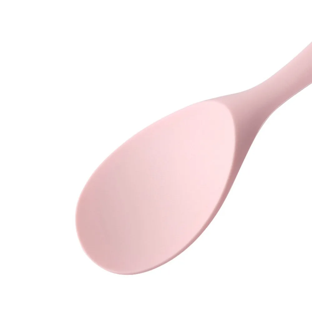 2Pcs Soft Silicone Rice Spoon Wide Flat Spoon Head Ergonomic Handle Rice Paddle Smooth Non Stick Hanging Hole for Storage