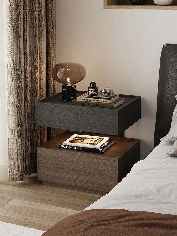 

Italian Minimalist Bedside Table Light Luxury Luxury Master Bedroom Storage