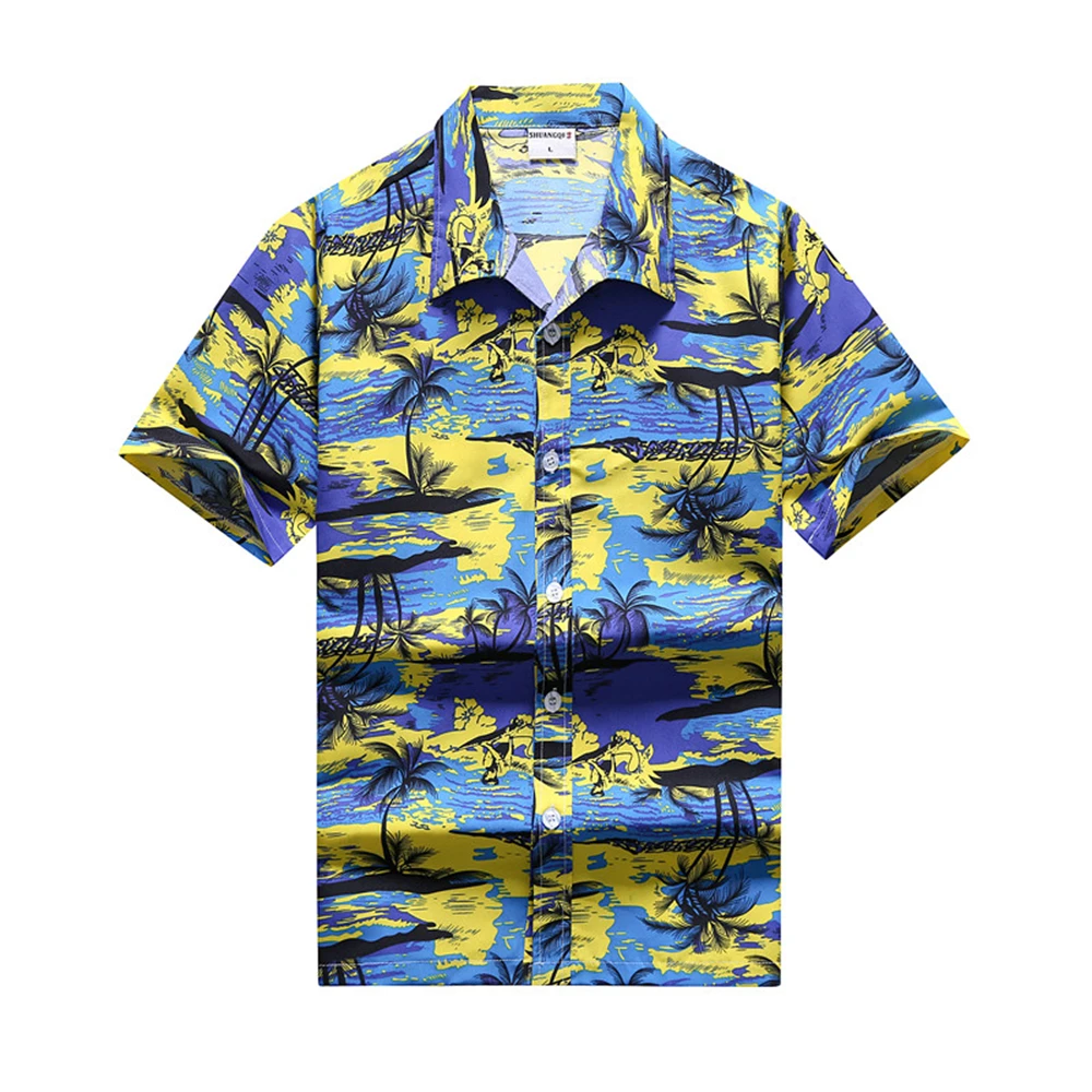 Camisa havaiana de manga curta masculina, camisa floral para praia, camiseta casual, tamanho grande, roupas da moda, verão, 2024