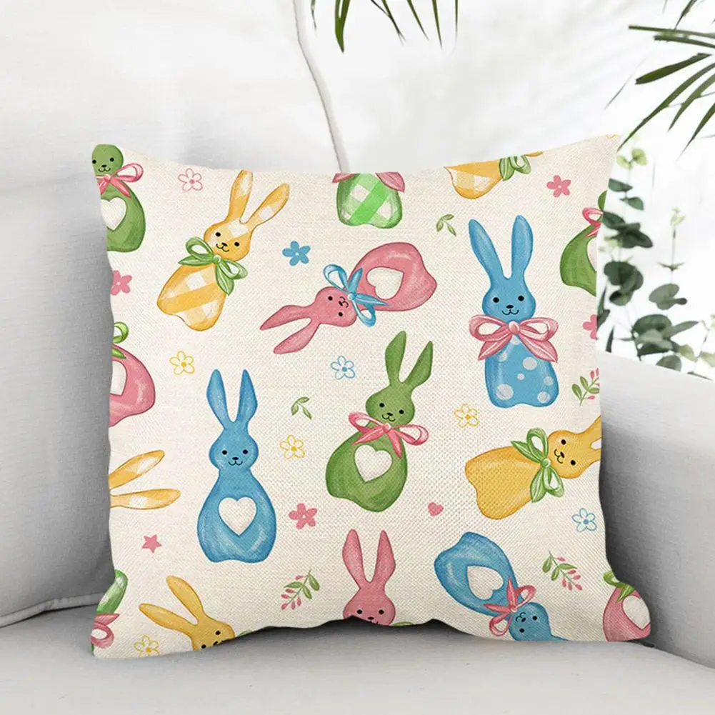 Easy Care Throw Pillow Case Festive Easter Bunny Egg Pillow Covers Exquisite Seasonal Throw Pillowcases with Super for Spring