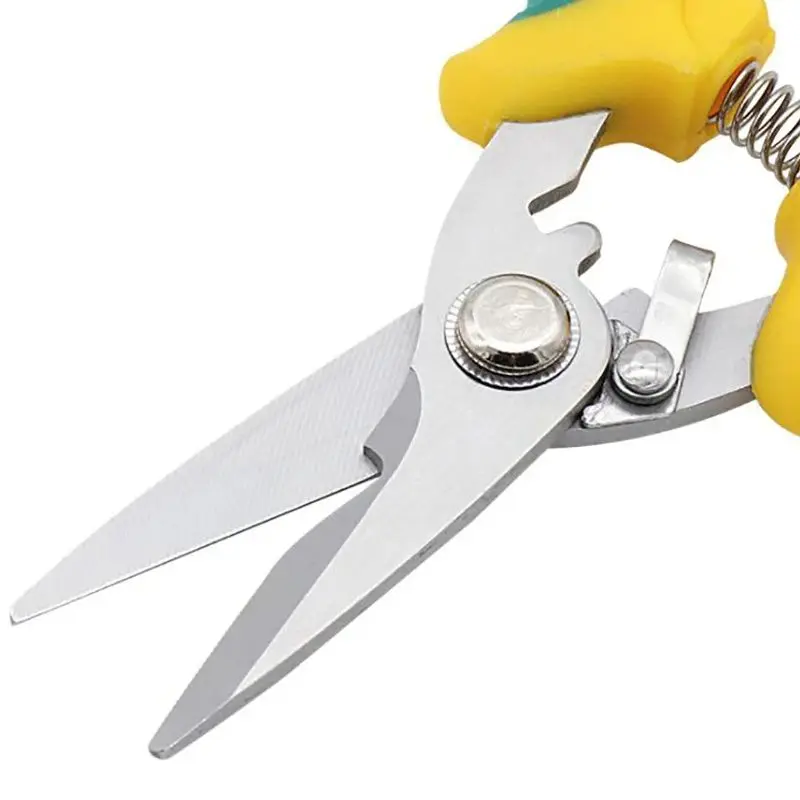 Stainless Steel Electrician Scissors Wire Shears w/ Safety Lock Spring Scissors Fruit Flower Branch Shears Garden Pruning Shears