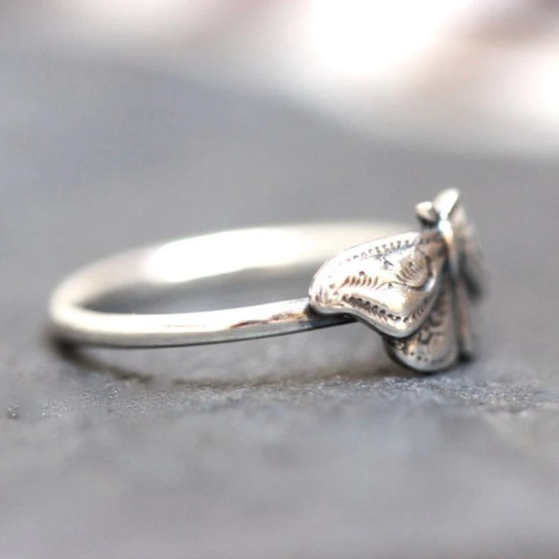 السماوية العثة الدائري السماوية مجوهرات القمر العثة الدائري خاتم الساحرة مجوهرات فضية اللون العثة مجوهرات الصوفي العثة الدائري #4