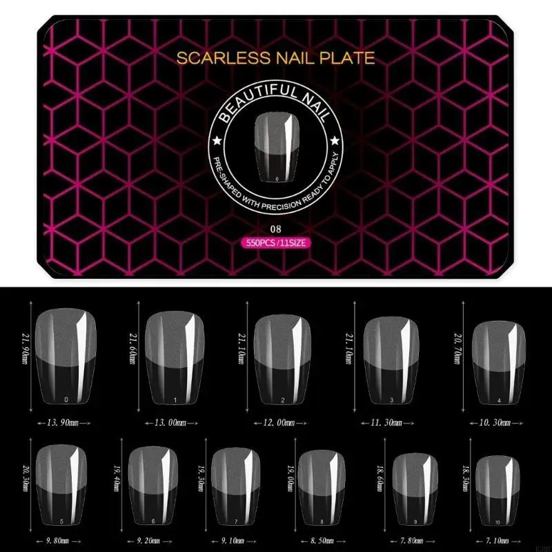 

R3MF Soft Gel False Nails Clear Press on Fake-Nail Tips for DIY Manicure Soak Off