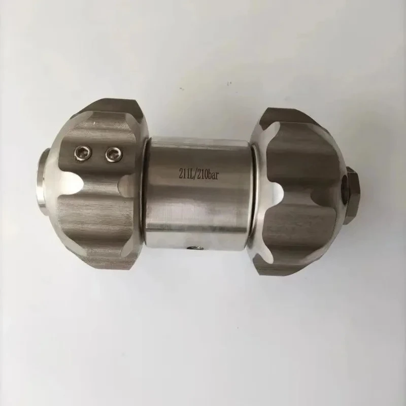 Fast Rotating Vibrating Sewage Nozzle with 3000 Pounds Per Square Inch Pressure. Stainless Steel Sewage Ejector Nozzle.
