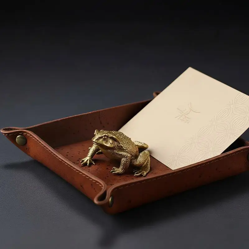 Feng Shui Glücklicher Geldfrosch aus Messing und Kupfer mit chinesischer Münze, Miniatur-Taschenformat für Schreibtischdekoration, Geschäftsgeschenk – Detail 11