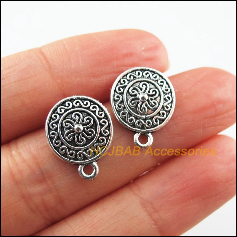 Fashion New Round Findings Flower Wire Earrings Hooks Connectors Tibetan Silver Plated