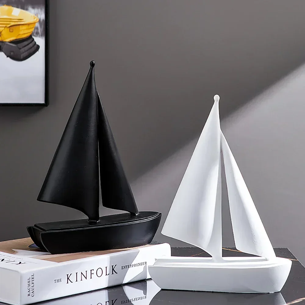 

Modern Living Room TV Cabinet Ornaments Nordic Home Decor Sailboat Crafts Statue Office Desktop Decoration Resin Sculpture Gift