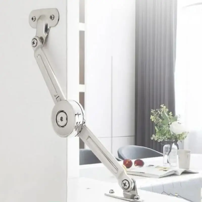 Satin Nickel Lid Support Hinge Soft Close Folding Stay for Window Seat Bench Secure Support Convenient Installation