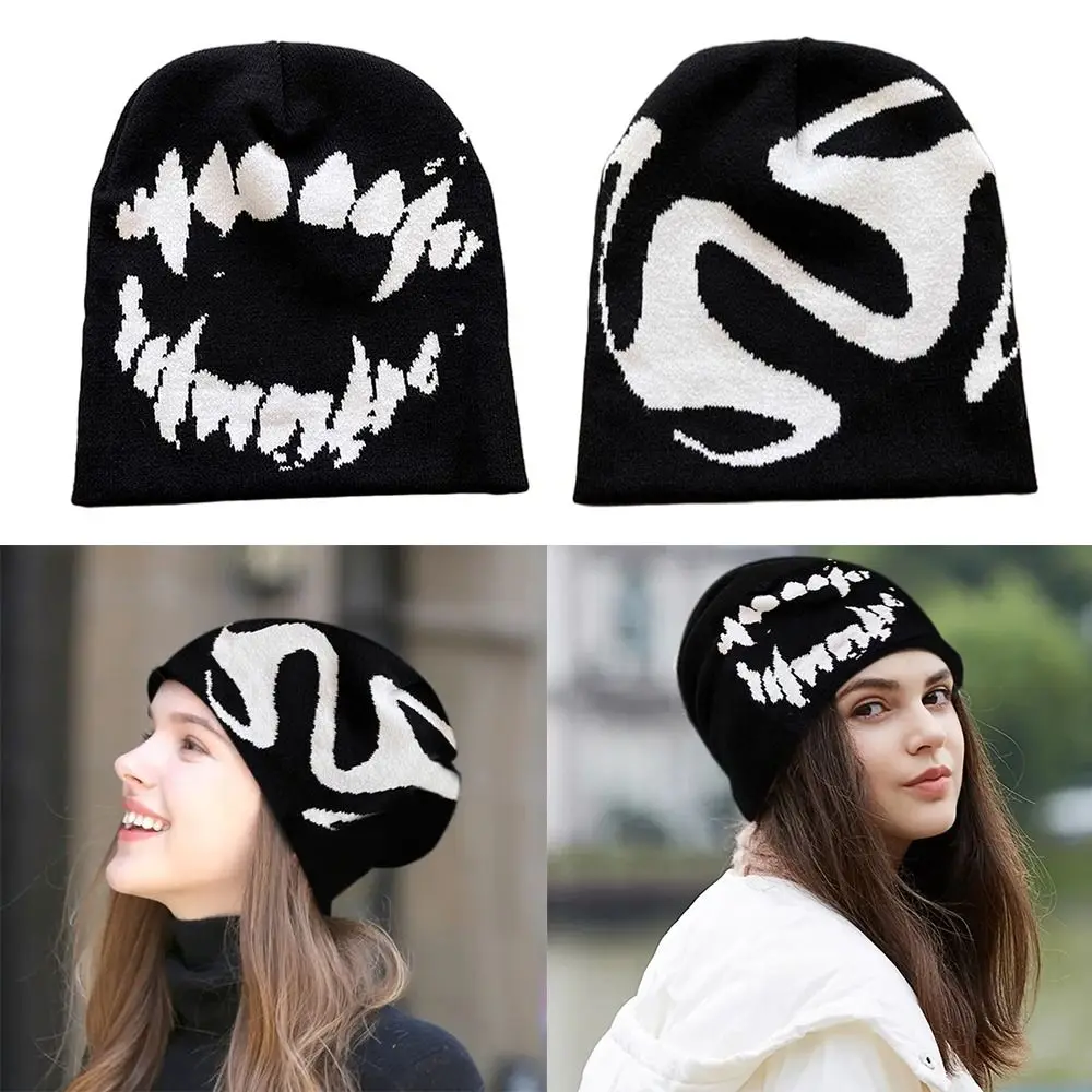 

Vintage Y2k Streetwear Women Hat Warm Hip Hop Knitting Hat Pullover Beanies Hats