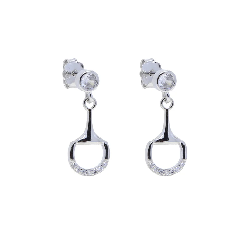 2024 High Quality Horseshoe Stirrup Snaffle Bit Stud Earring 925 Sterling Silver Equestrian Horse Jewelry