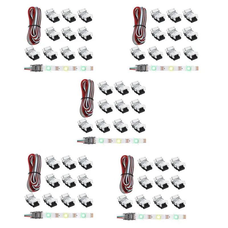 ABZC 55 Pieces Tunable 3 Pin LED Strip Connectors 10mm LED Strip Light Connector Terminal for WS2811 WS2812B