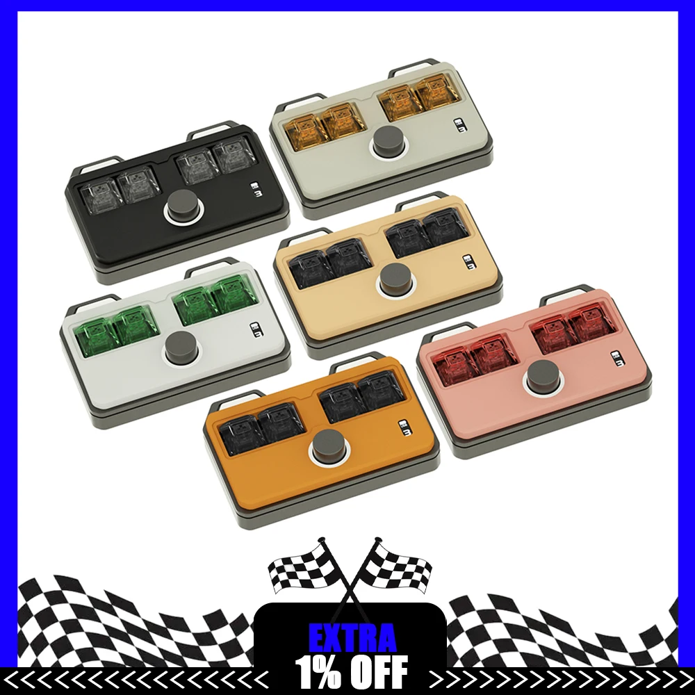 

DOIO KB04-B01 Механическая клавиатура Bluetooth Беспроводная с ручкой 4-клавишная дизайнерская клавиатура из алюминиевого сплава на заказ PS PR Office