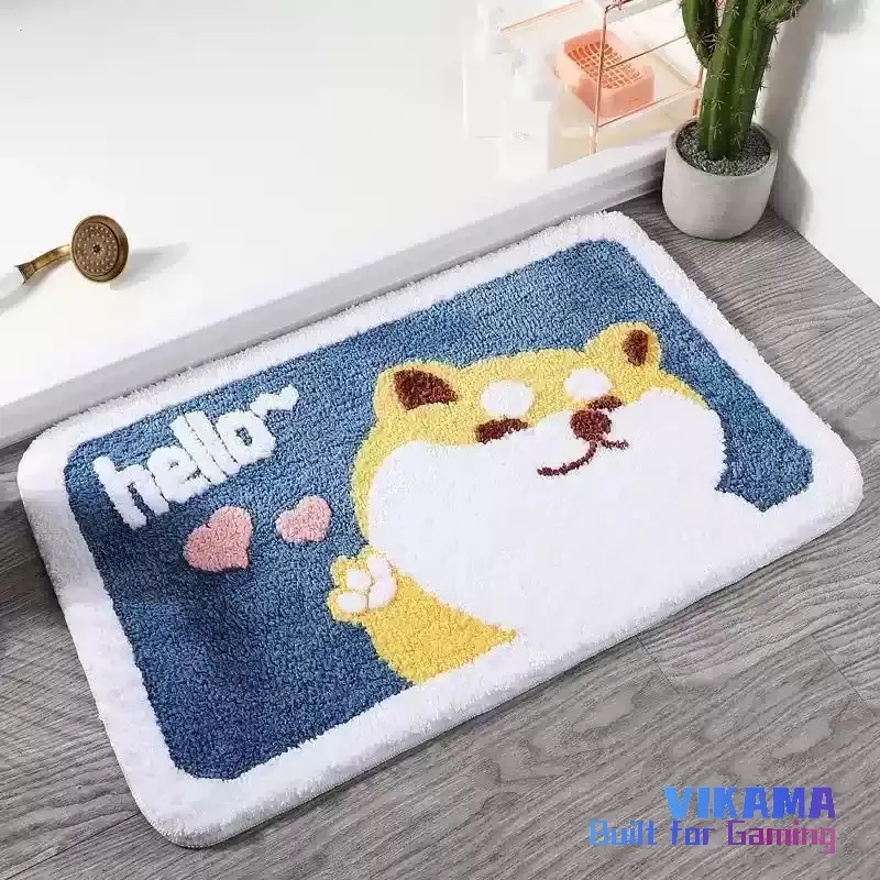 

VIKAMA Cartoon Imitation Cashmere Carpet Bathroom Office Room Entry Door Entrance Bedroom Non-slip Floor Mats Home Decoration