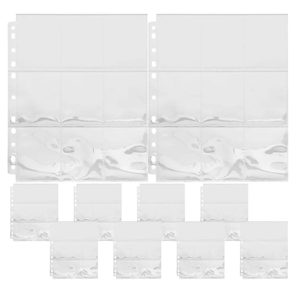 50Pcs 9-Pocket Clear PP Photo Card Sleeves for Ring Binders Top-Loading Sturdy Waterproof Page Protectors for Stamp Baseball