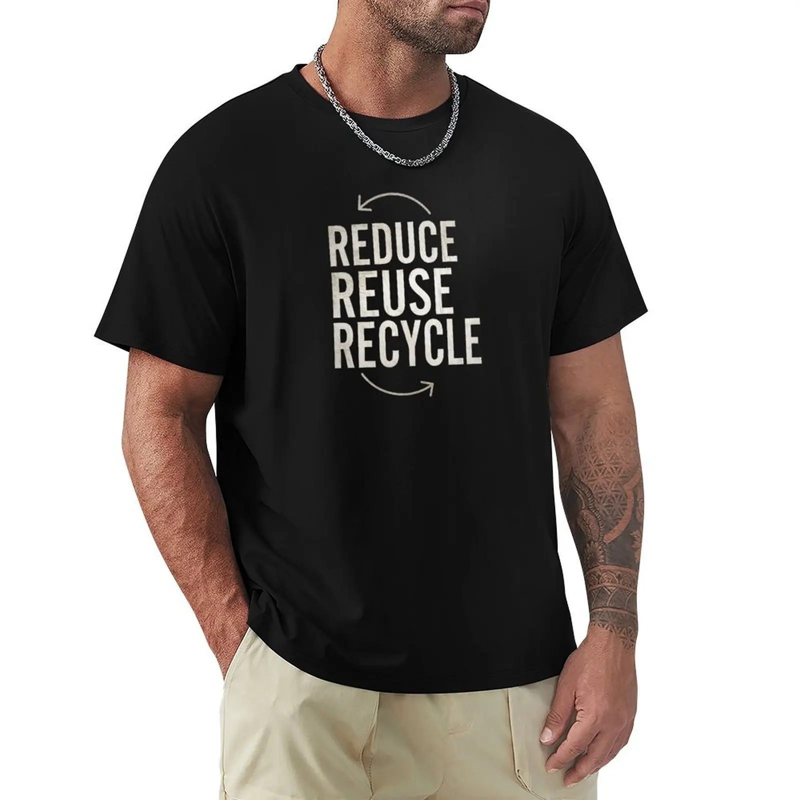 reduce reuse recycle T-Shirt Casual Light Summer Short Sleeve Top