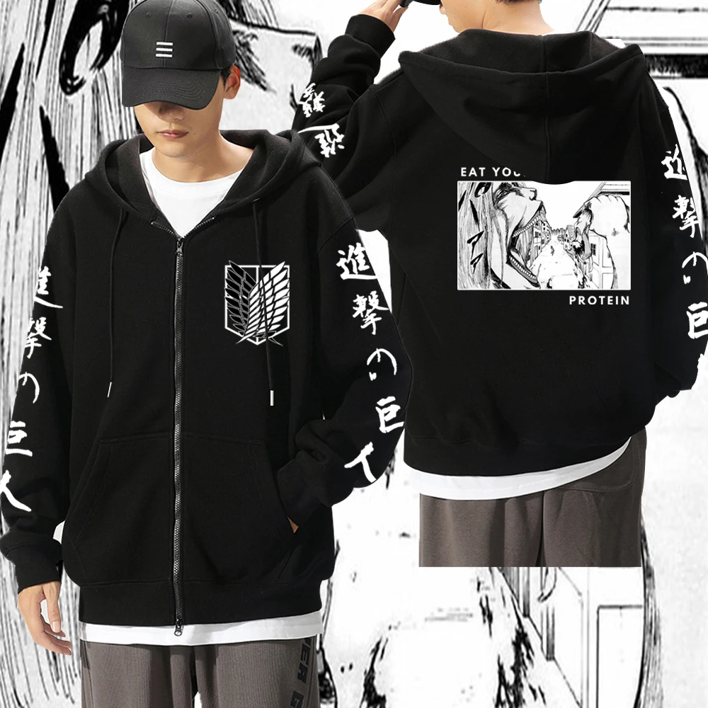 Men Women Hot Anime Zip Hoodies Attack On Titan Levi Graphic Printed Hooded Plus Size Sweatshirt Harajuku Unisex Zipper Jacket