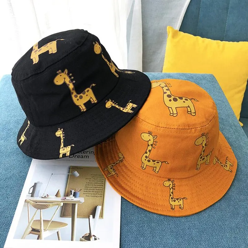 Cartoon Giraffe Baby Bucket Cap Outdoor Beach Children Sun Hat Kids Panama Cap Baby Boys Girls Ca