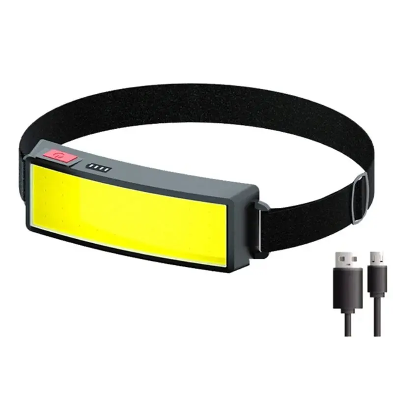 WCS-COB Headlamp Powerful Type-C/USB Rechargeable Head Flashlight Built-In Battery Waterproof Outdoor Camping Lantern Torch