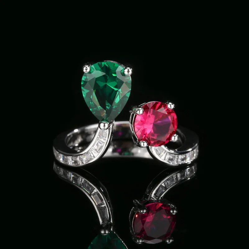 Jewelry Jewelry Ring Inlaid with Colorful Zircon High-end Light Luxury Niche Versatile Women's Open Ring