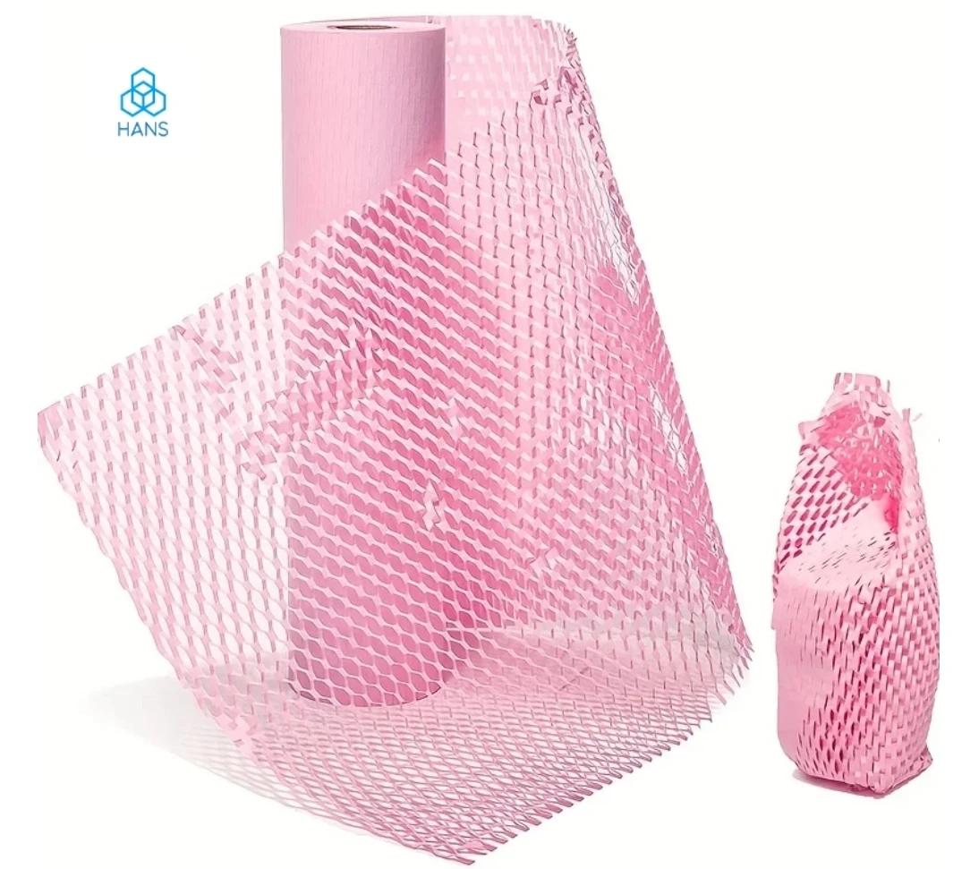 Hans，Pink Honeycomb paper eco-friendly packaging paper, Collision avoidance Gift bouquet transport package Etc.