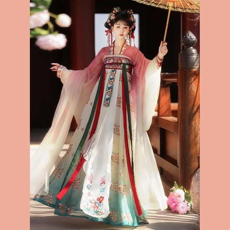 

New Ancient Chinese Clothing Restoration Placket Chest Eight Broken Skirt Suit Spring and Summer