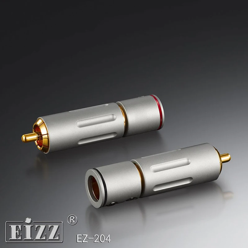 2PCS EIZZ Gold Plated Rhodium Plated Male RCA Plug Connector HIF Amplifier Audio Video CD Player Signal line plug