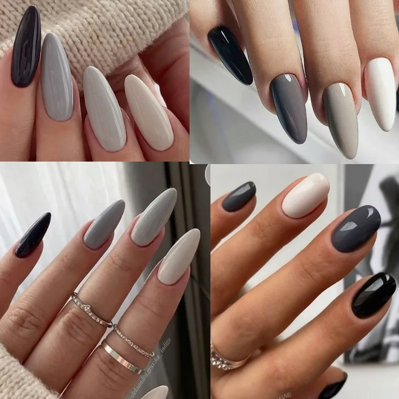 Set di smalti per unghie in Gel grigio 6 pezzi Moonlight Winter Colors vernice semipermanente Soak Off Gel UV Nail Art Manicure Base Top Coat Kit