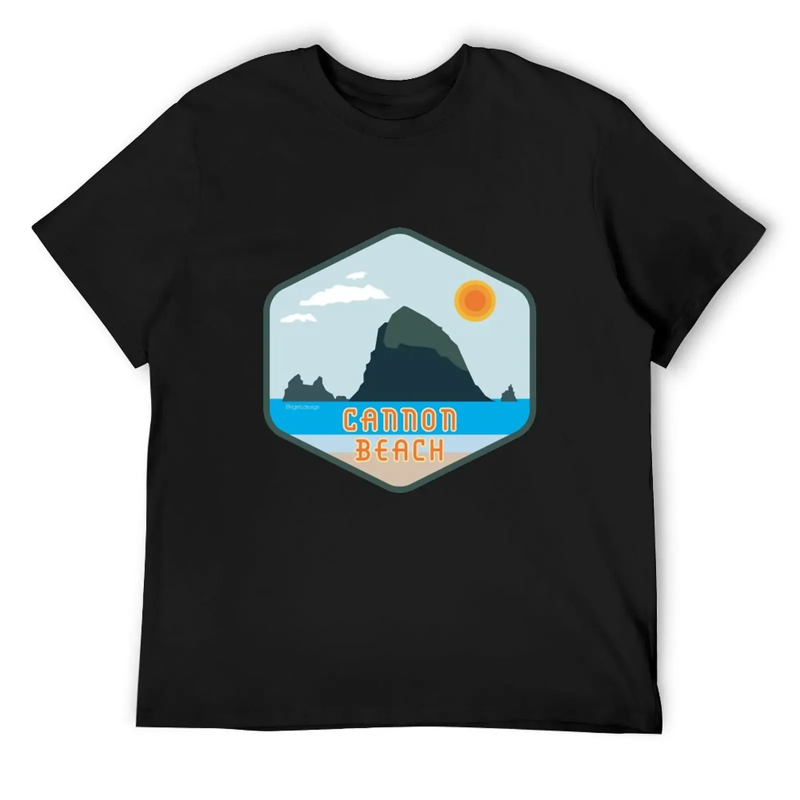 Cannon Beach Haystack Rock Badge T-Shirt graphics anime figures summer tops t shirt for men