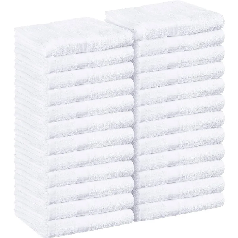 

Pack of 24 (Not Bleach Proof, 16 x 27 Inches) Highly Absorbent Cotton Towels for Hand, Gym, White