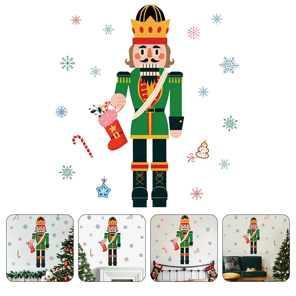 

Christmas Soldier Sticker Xmas Nutcracker Window Cling Pvc Waterproof Decal For Fridge Home Hotel Restaurant Decor Glass