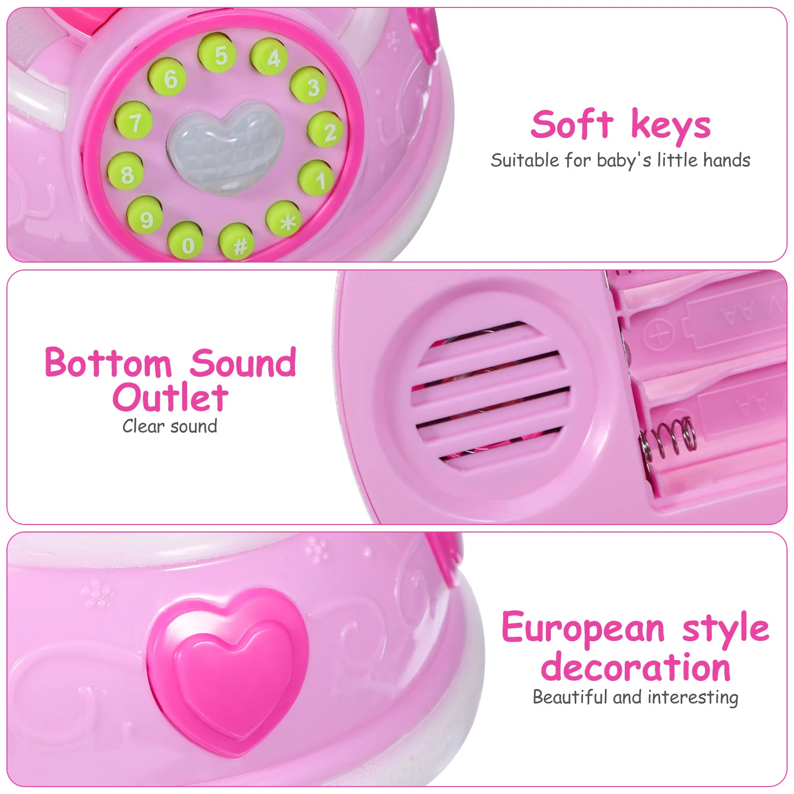 Play Rotary Phone Kids Intercom Dial Telephone Childrens Toys for Playhouse Toddler