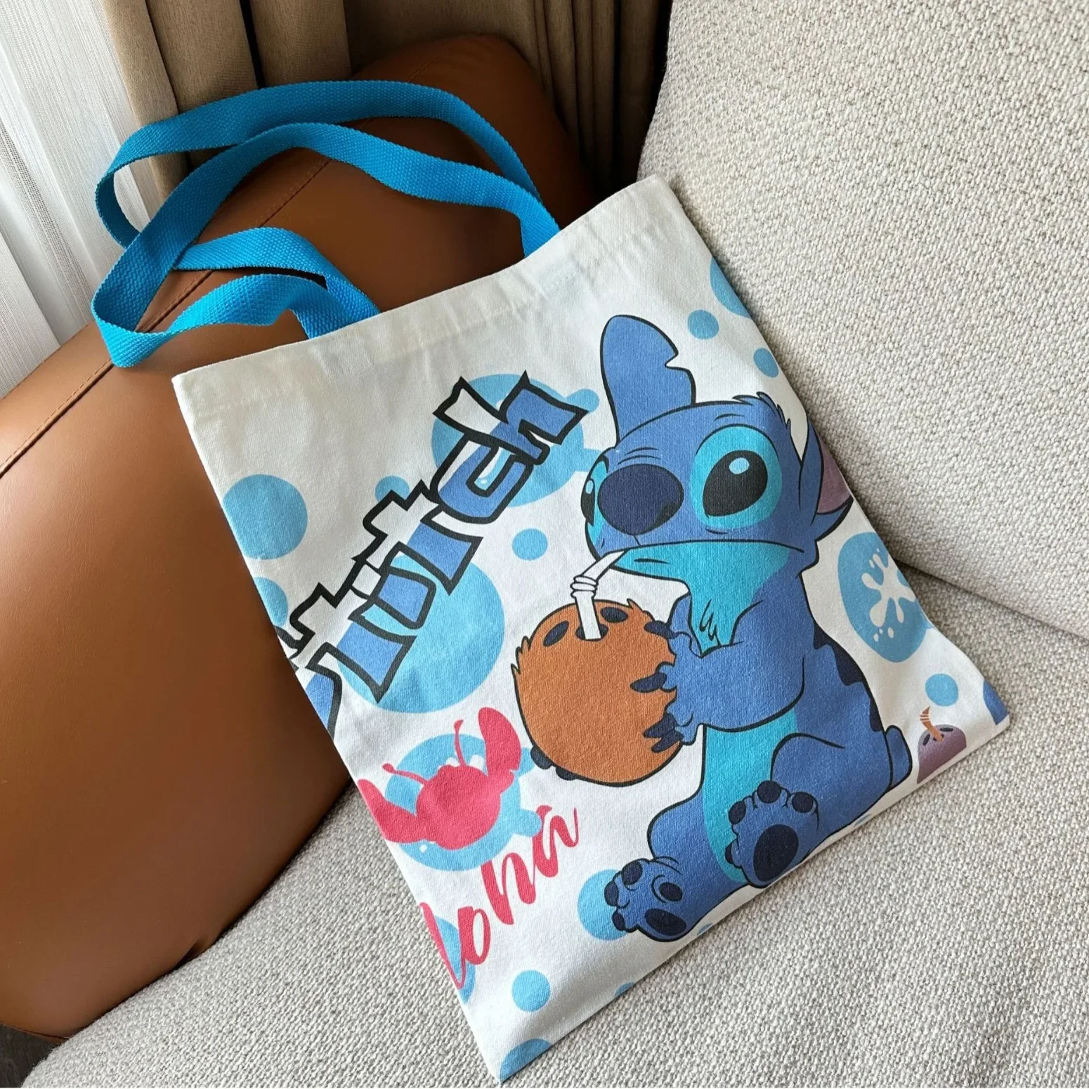 New Disney Stitch Crossbody Bag Large Capacity Cartoon Peripheral Cute Canvas Bag Girls Fashion Casual Bag Work Shopping Sack