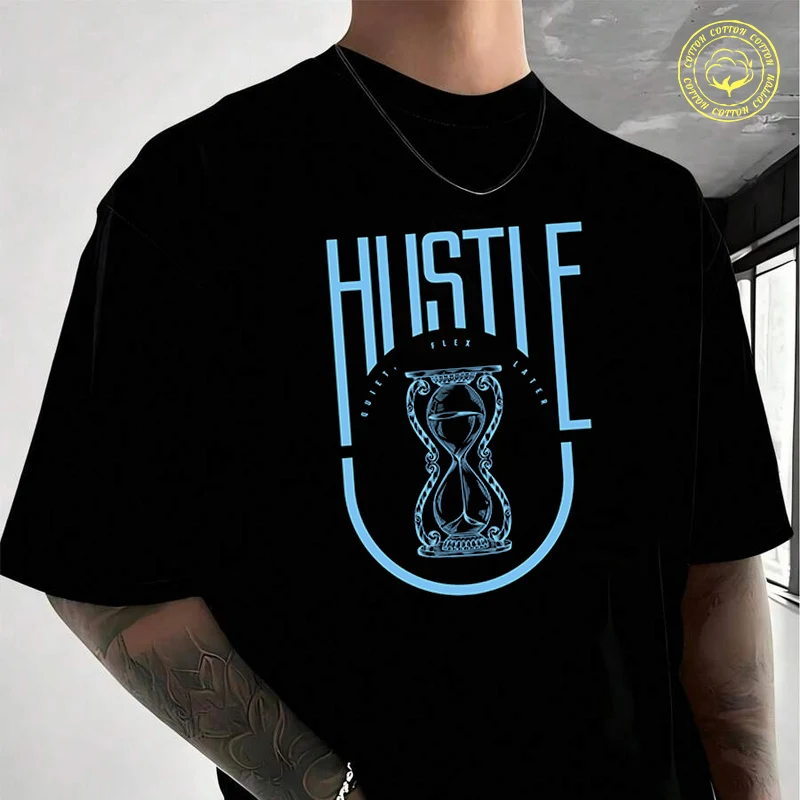 

A Display Font With An Hourglass Design Moto Cotton Casual T-shirts Summer Cotton Short Sleeved O-Neck Breathable Unisex Tops