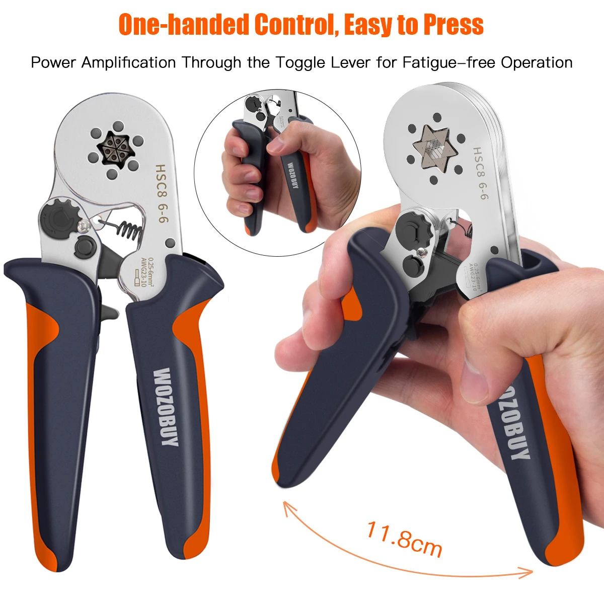 WOZOBUY Ferrule Crimping Tool Kit,HSC8 6-6A/6-4A Single Crimping Pliers, or Crimping Tool with Tubular Terminals,0.25-10 mm²