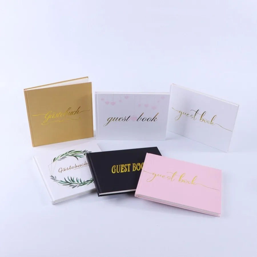 高彩度シンプルホットスタンプ結婚アルバム美しいノートブックゲストブックゲスト用空白登録帳英語ドイツ語サインインブック