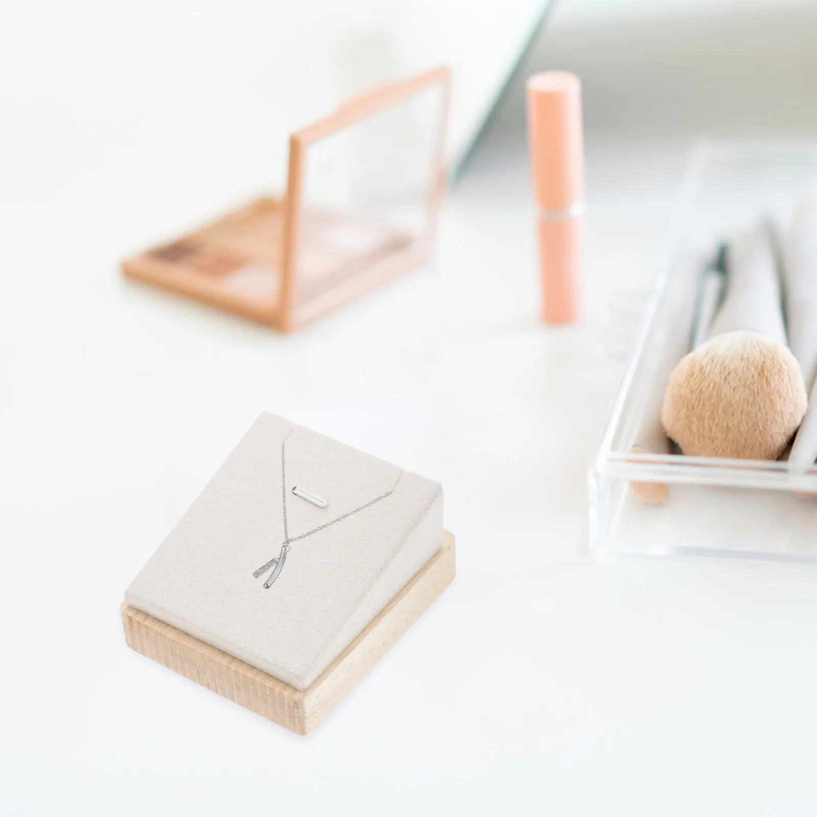 

4Pcs Wood Necklace Display Stand Set Modern Minimalist Jewelry Display for Women Girls Pendant Chain Organizer Tabletop Showcase