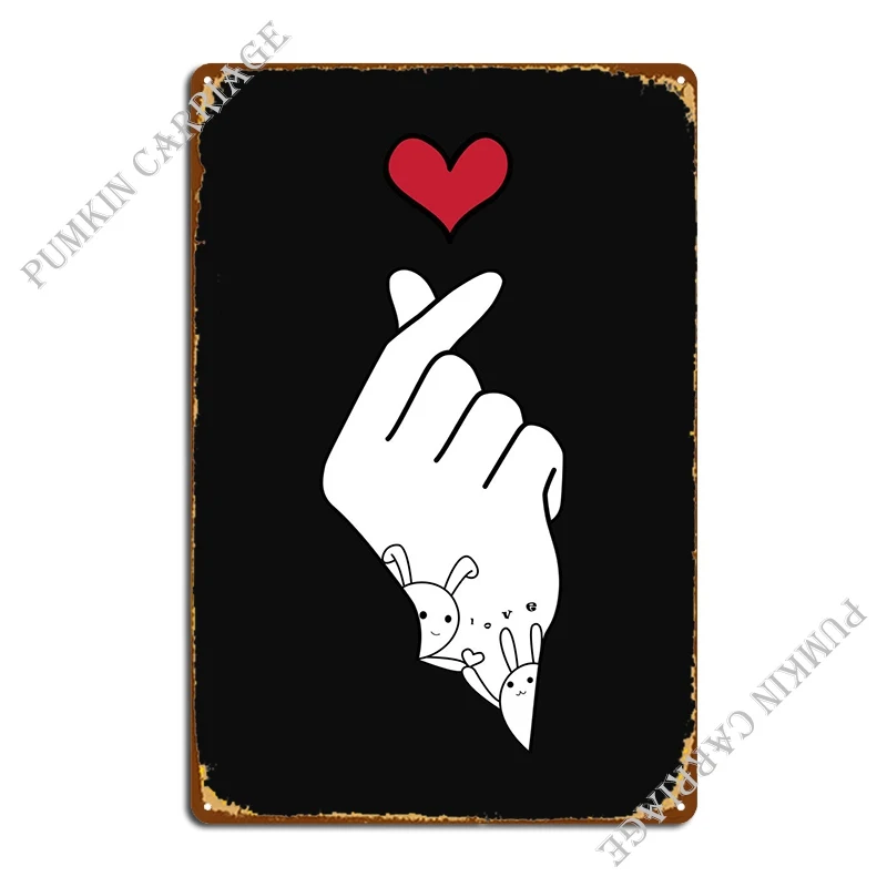 

Fingerheart знак Saranghae металлическая табличка декор стен клуб Железная фотография