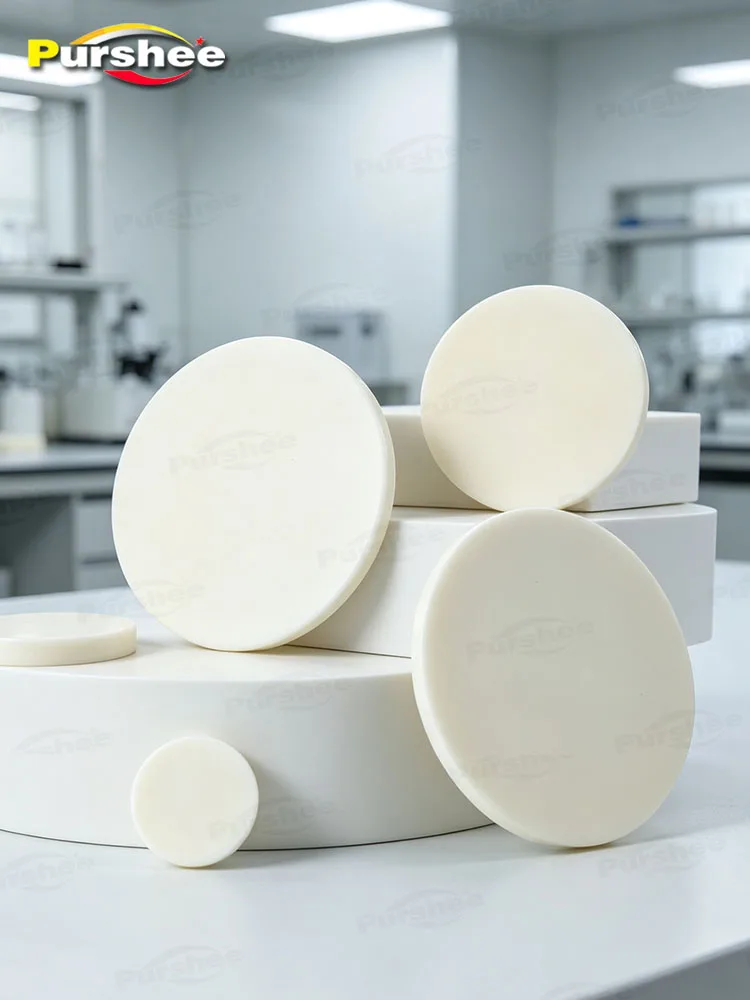 Osłona tygla z korundu aluminiowego 99%, okrągła ceramiczna podkładka, płytka, odporna na wysokie temperatury i zużycie, materiały eksploatacyjne laboratoryjne, średnica do 70mm. — zdjęcie produktu 7