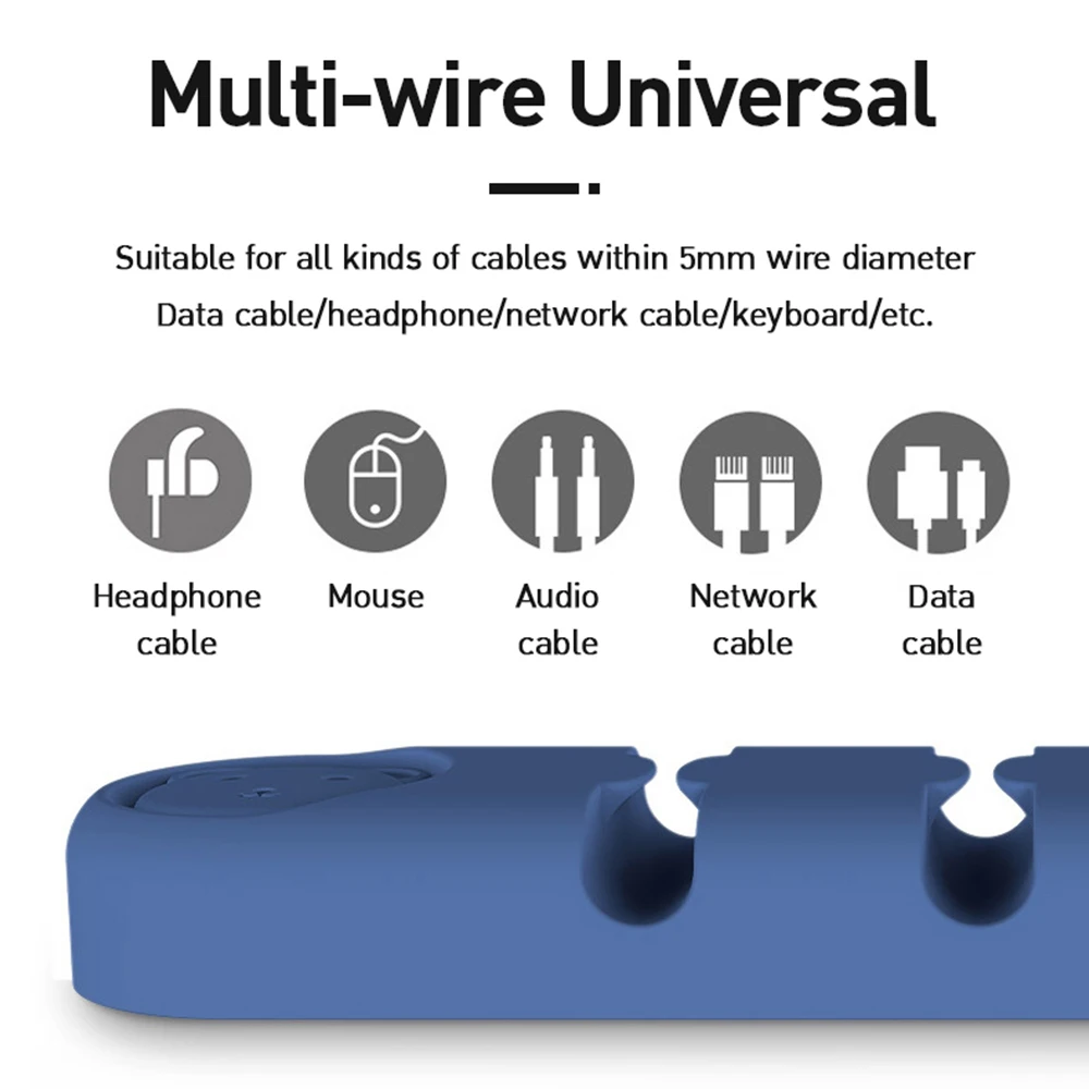 Silicone USB Cable Organizer Desktop Tidy Management Cable Winder Clips Cable Holder for Mouse Headphone Charging Wire Organizer