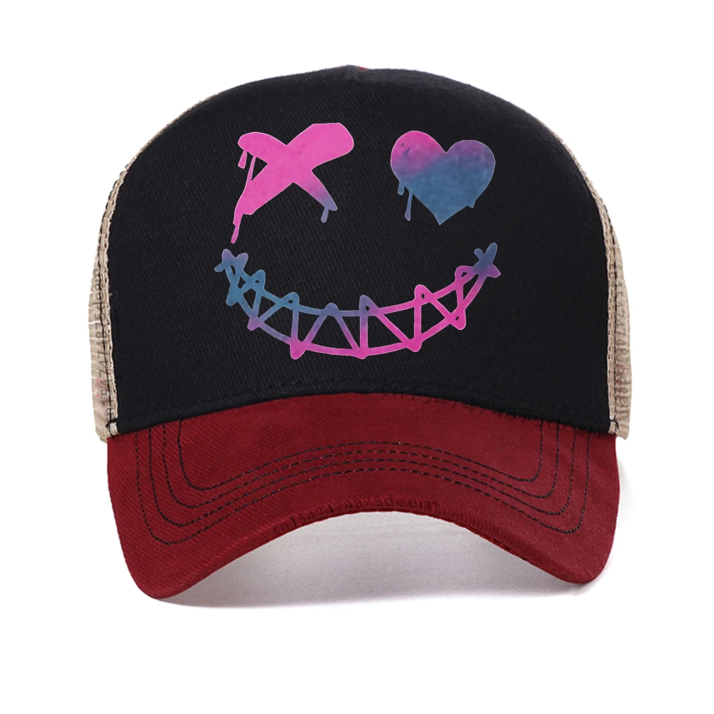 

Personalized and Trendy Smiley Face Printed baseball cap Men's and Women's Casual Snapback hat Breathable sun hats trucker caps