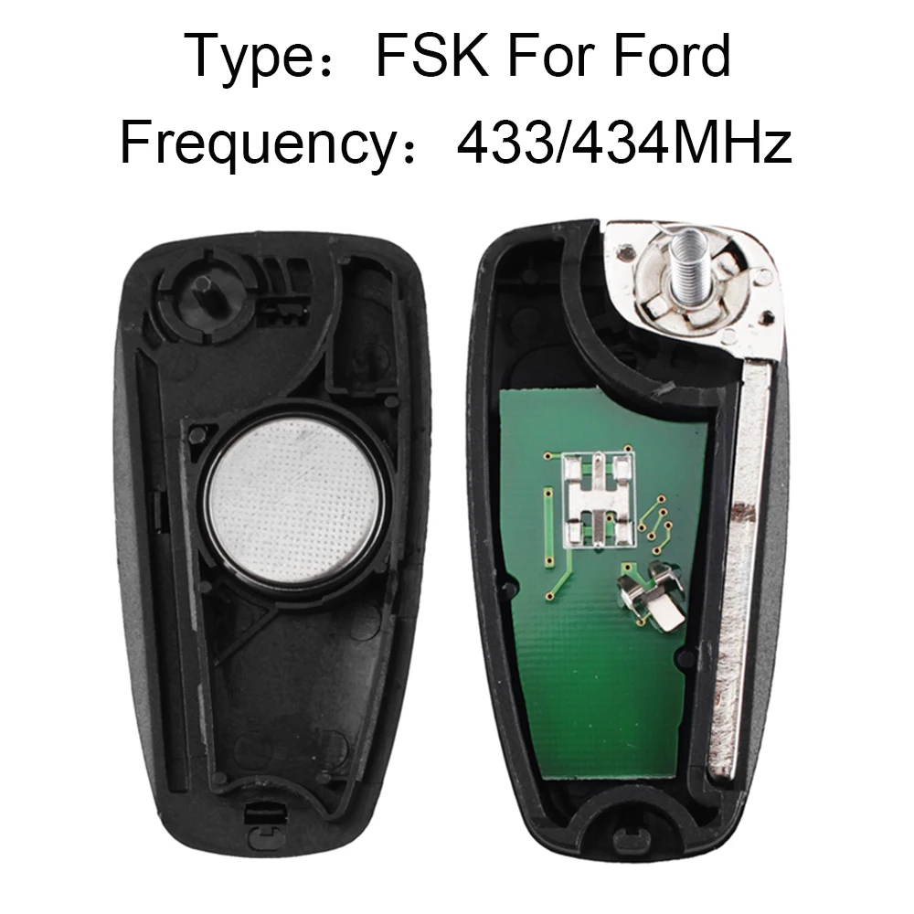 Dandkey Car Remote Flip Key 3 Buttons 434mhz FSK For Ford Mondeo Focus C-Max S-Max 2011 2012 2013 2014 Fob HU101 Blade No Chip