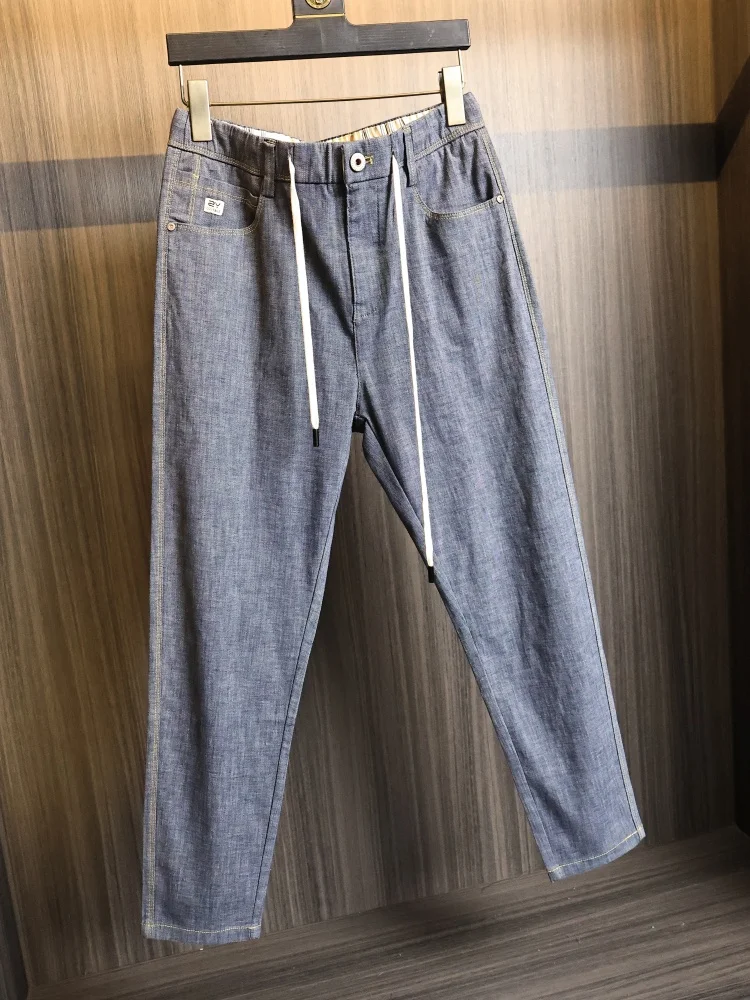 

Homesick Washed Denim Craft Tapered Version Thin Male Model Skin-friendly Breathable Elastic Jeans Summer Fashion Casual