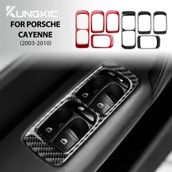 For Porsche Cayenne 2003 2004 2005 2006 2007 2008 2009 2010 Real Soft Carbon Fiber Sticker Window Lifting Button Frame Panel