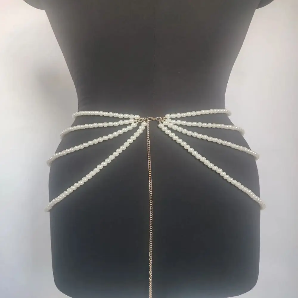 Fashion Y2K Waist Chain Tassel Multilayer Pearl Body Accessories Character Playing Women Belt Gift