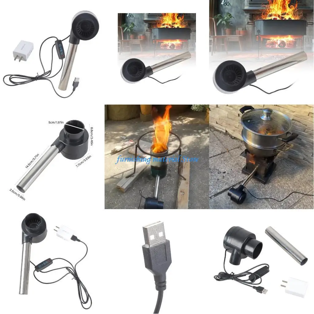 

Y5GD Portable USB Blower with Power Cord for Camping Barbecue & Indoor Ventilation